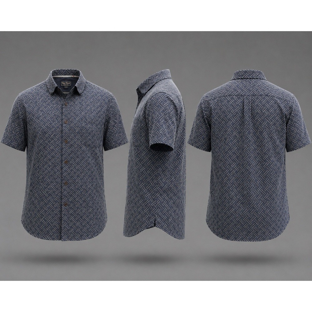 Nat Nast Luxury Originals Silk BLEND MENS XL  Button Up GEOMETRIC PATTERN